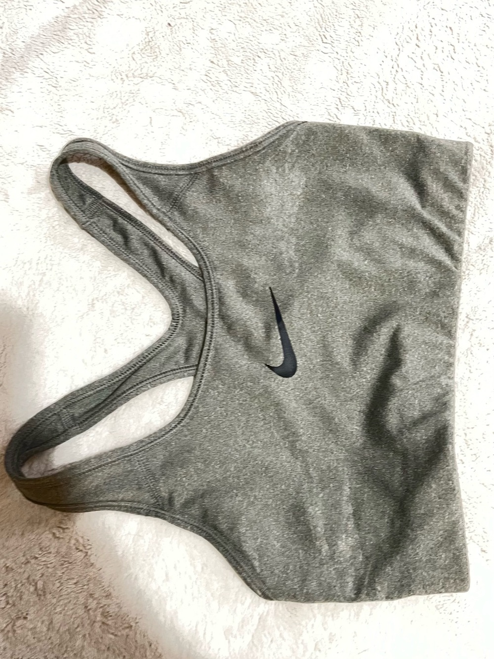 Nike Heather Gray Racerback Sports Bra with Black Swoosh